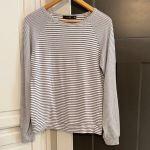 Doe & Rae Black and White Striped Blouse